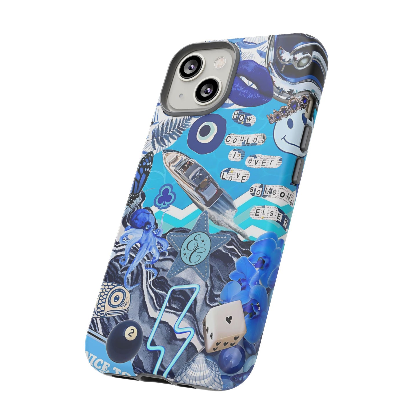Eclectic Blue Collage Tough Phone Case
