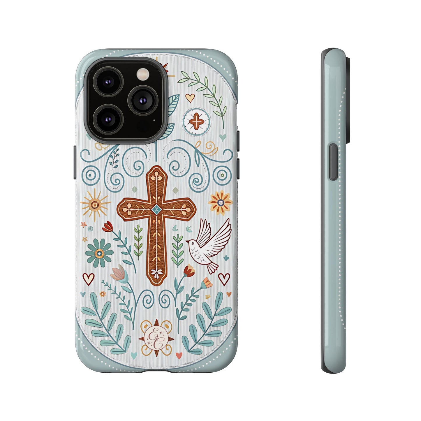 Christian Cross Floral Tough Phone Case