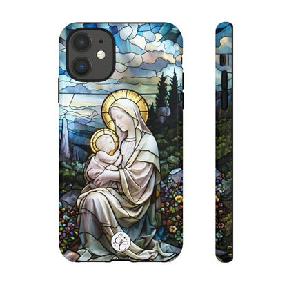 Virgin Mary with Baby Jesus Stained Glass Tough Phone Case