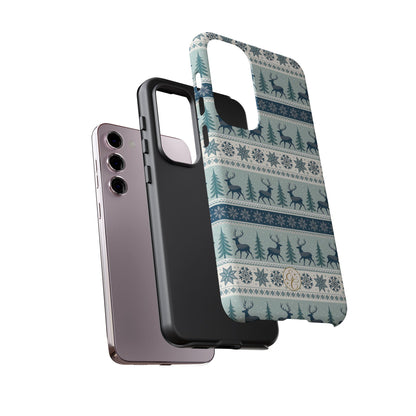 Blue Winter Reindeer Tough Phone Case