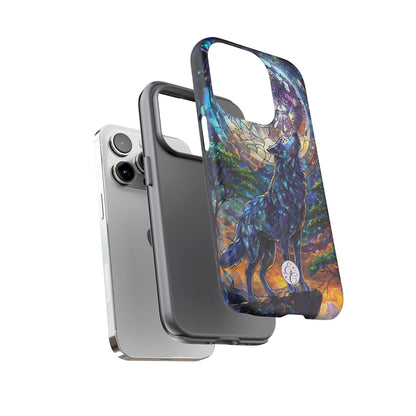 Moonlit Wolf Stained Glass Halloween Phone Case