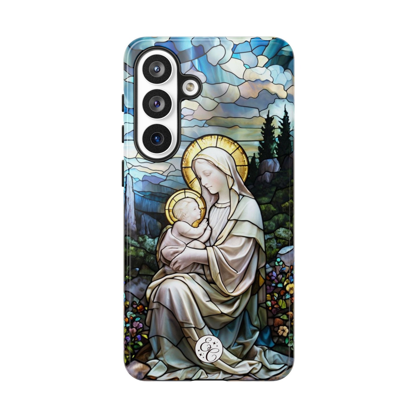 Virgin Mary with Baby Jesus Stained Glass Tough Phone Case