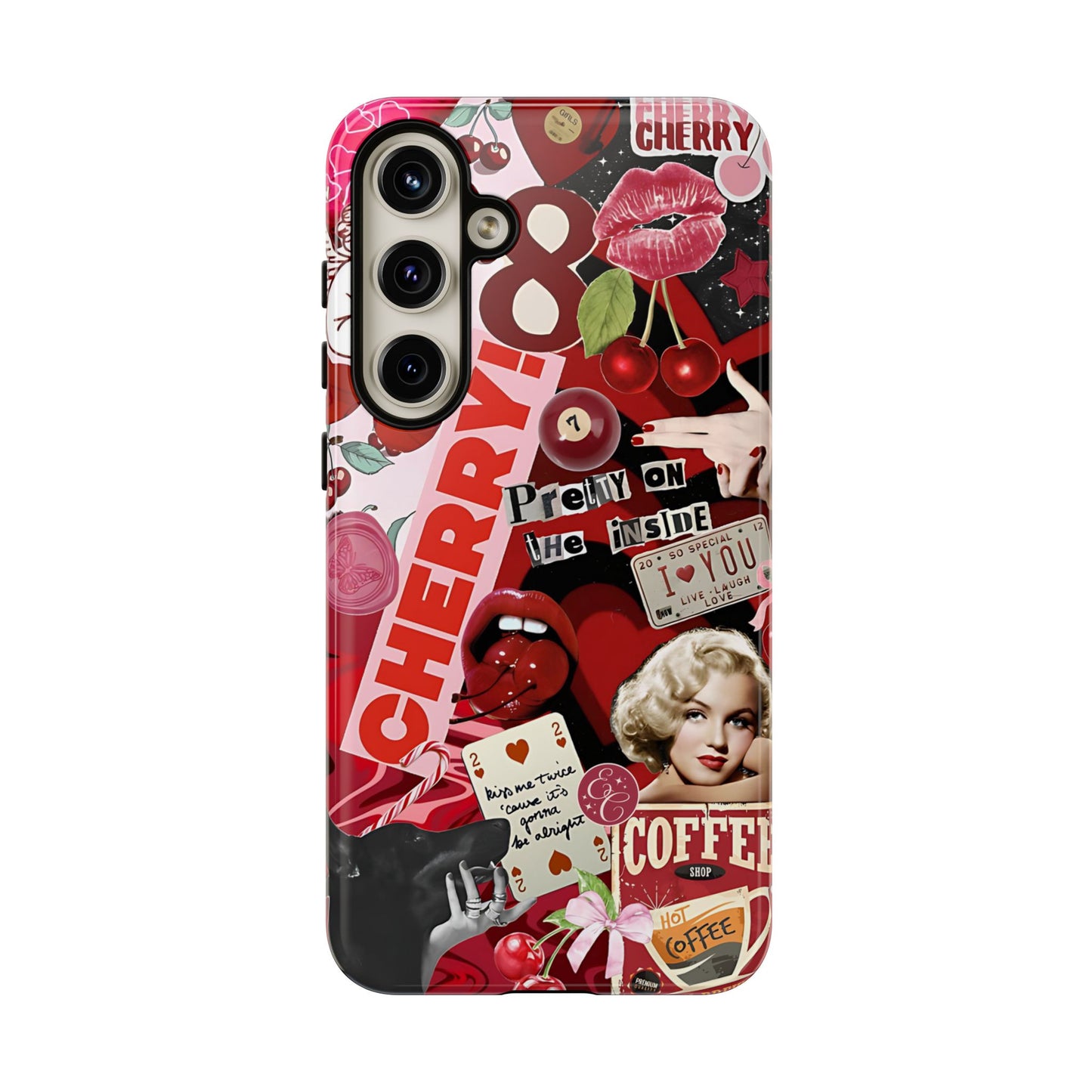 Cherry Theme Retro Collage Tough Phone Case