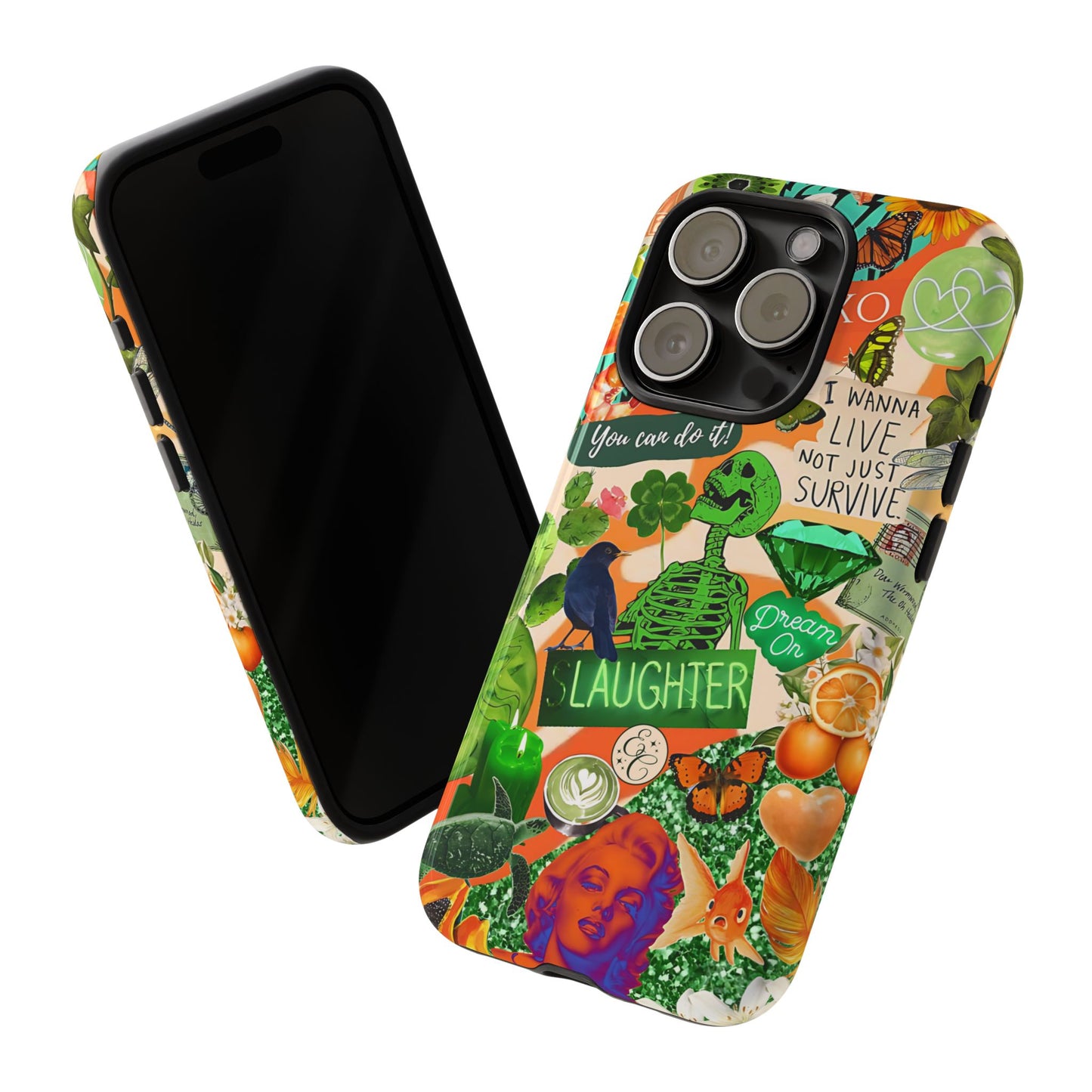 Green and Orange Collage Tough Phone Case