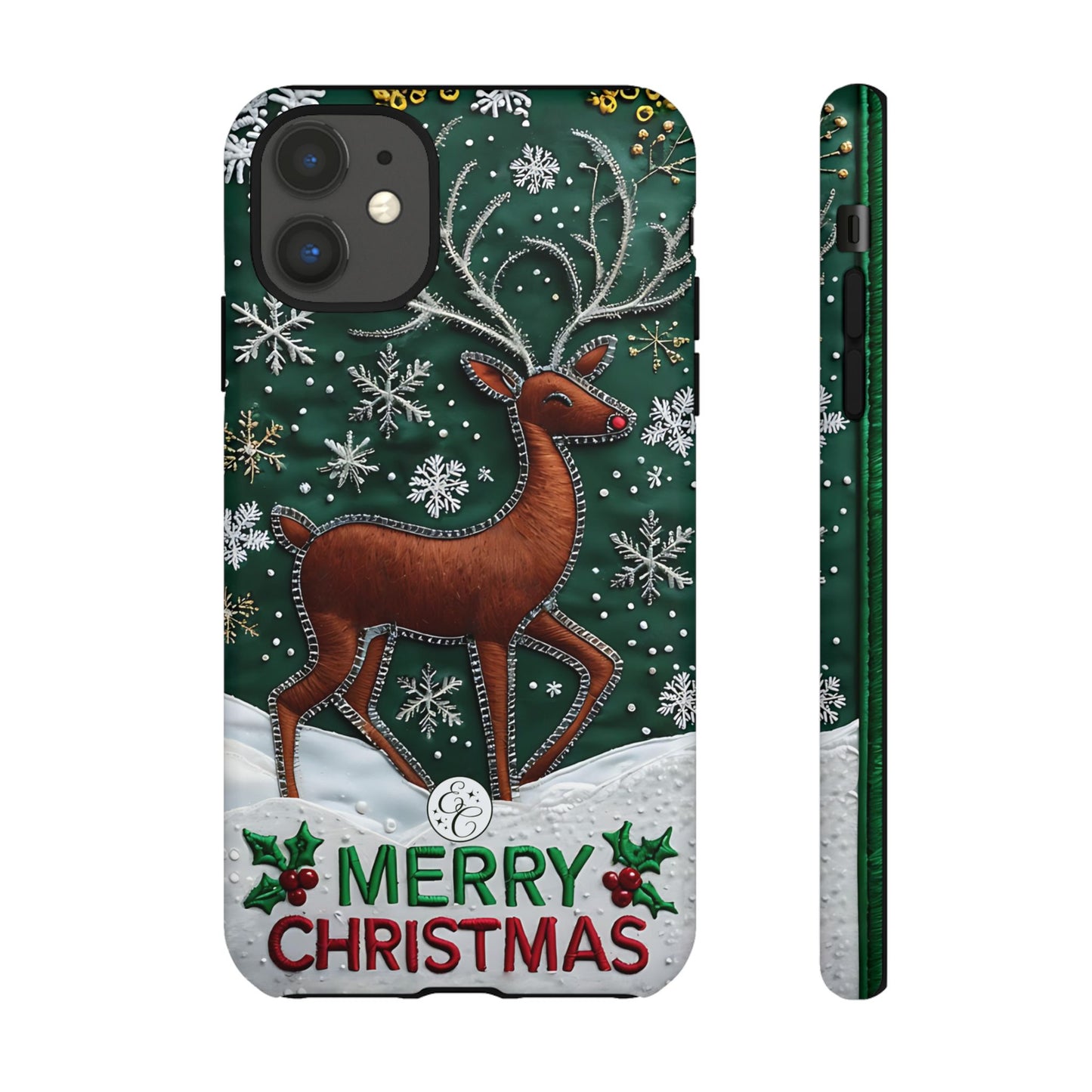 Merry Christmas Reindeer Tough Phone Case