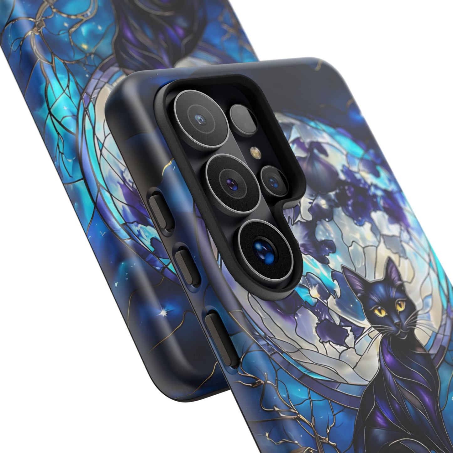 Stained Glass Black Cat Tough Phone Case