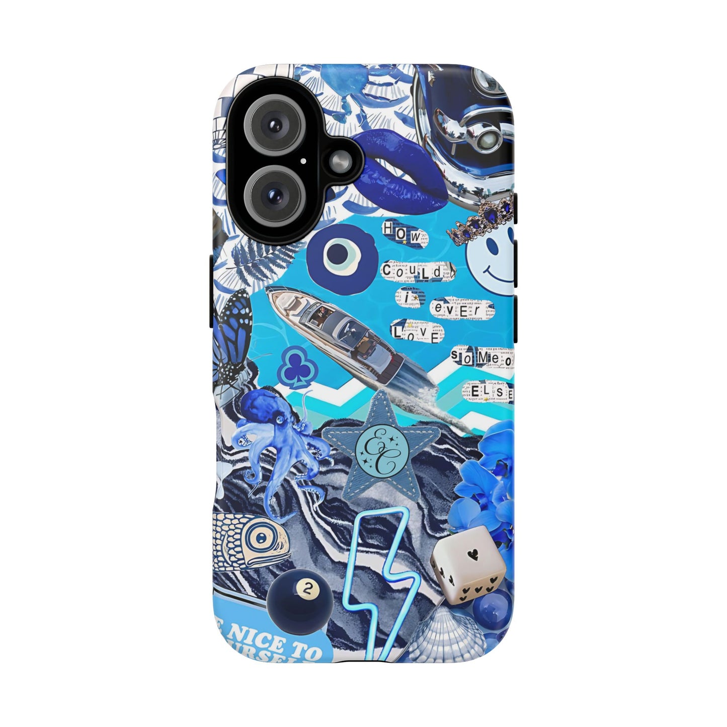 Eclectic Blue Collage Tough Phone Case