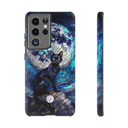 Stained Glass Black Cat Tough Phone Case