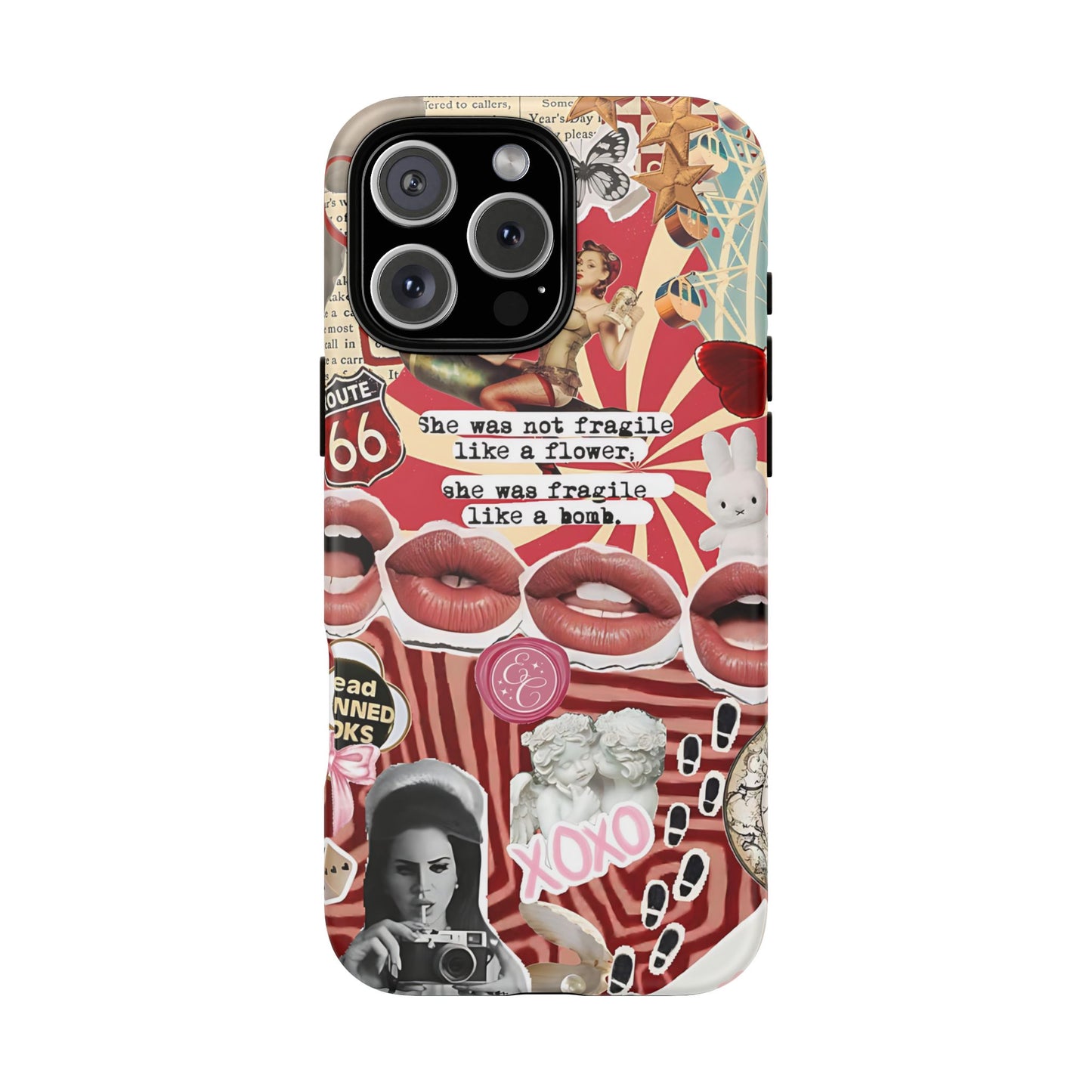 Feminine Aesthetic Retro Collage Tough Phone Case