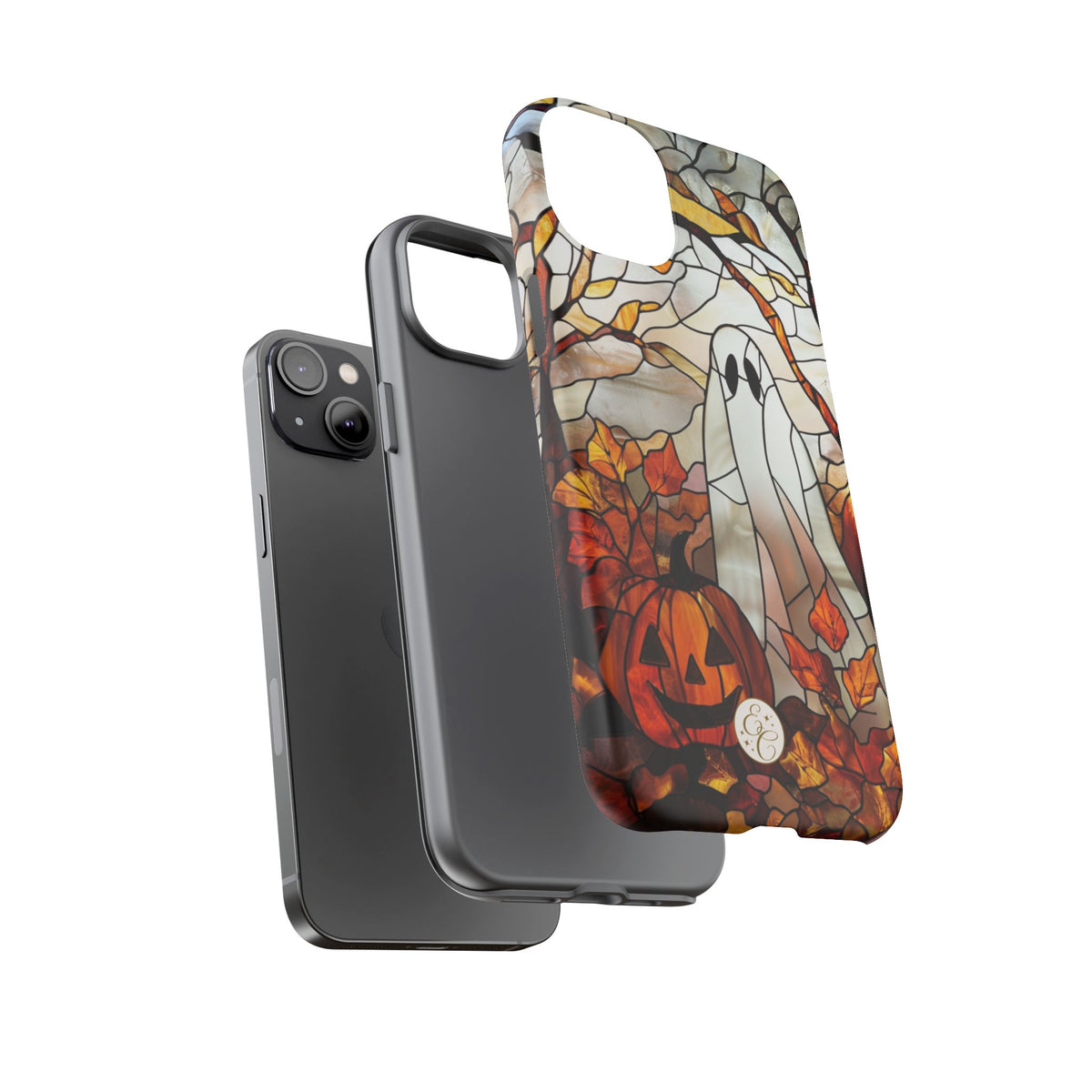 Ghost & Pumpkin Stained Glass Halloween Phone Case