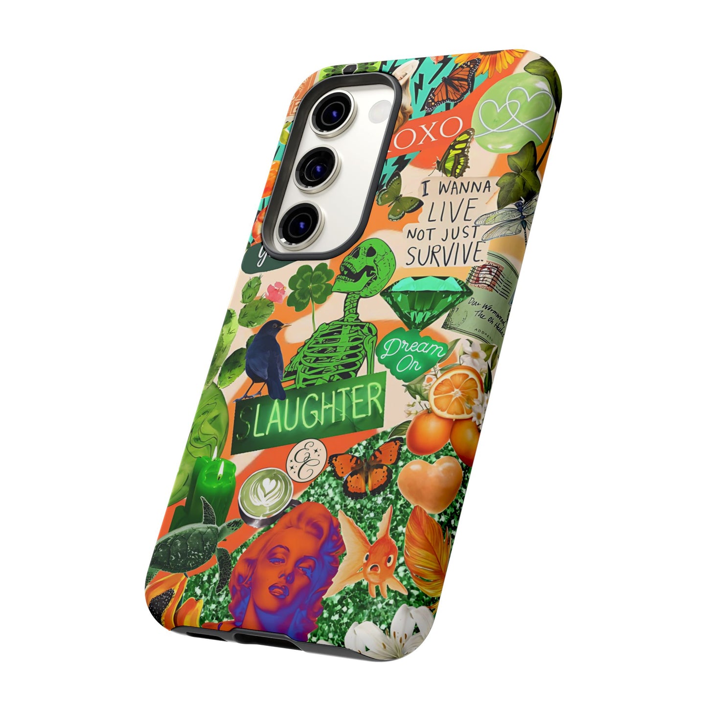 Green and Orange Collage Tough Phone Case