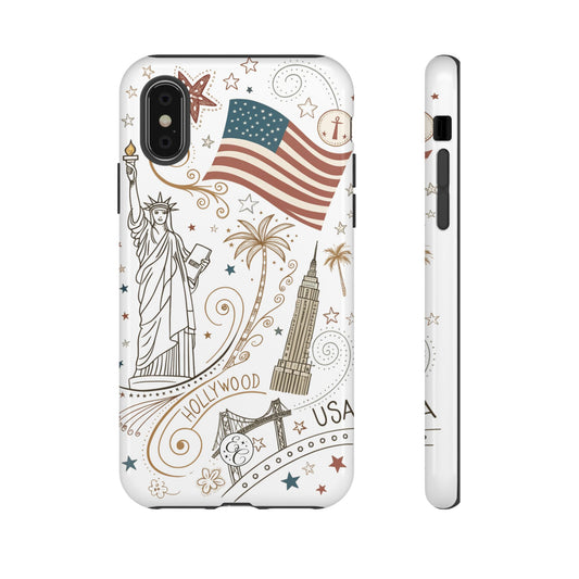 USA Landmarks Boho Doodle Tough Phone Case