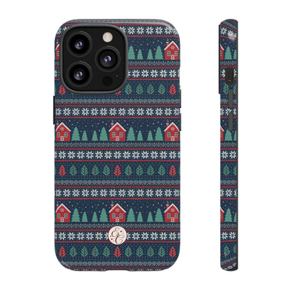 Winter Cottage Pattern Tough Phone Case