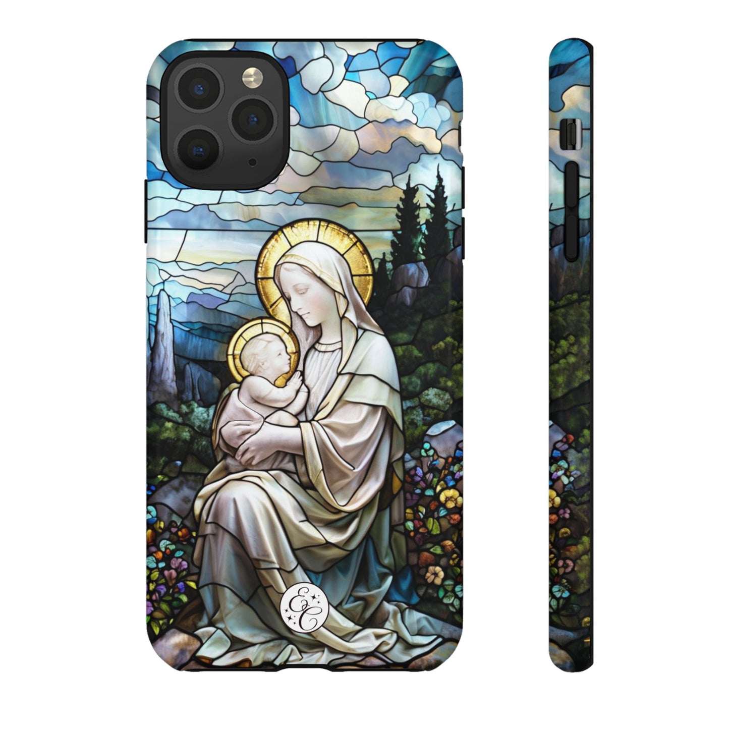 Virgin Mary with Baby Jesus Stained Glass Tough Phone Case