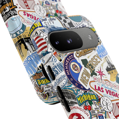USA Travel Stickers Tough Phone Case