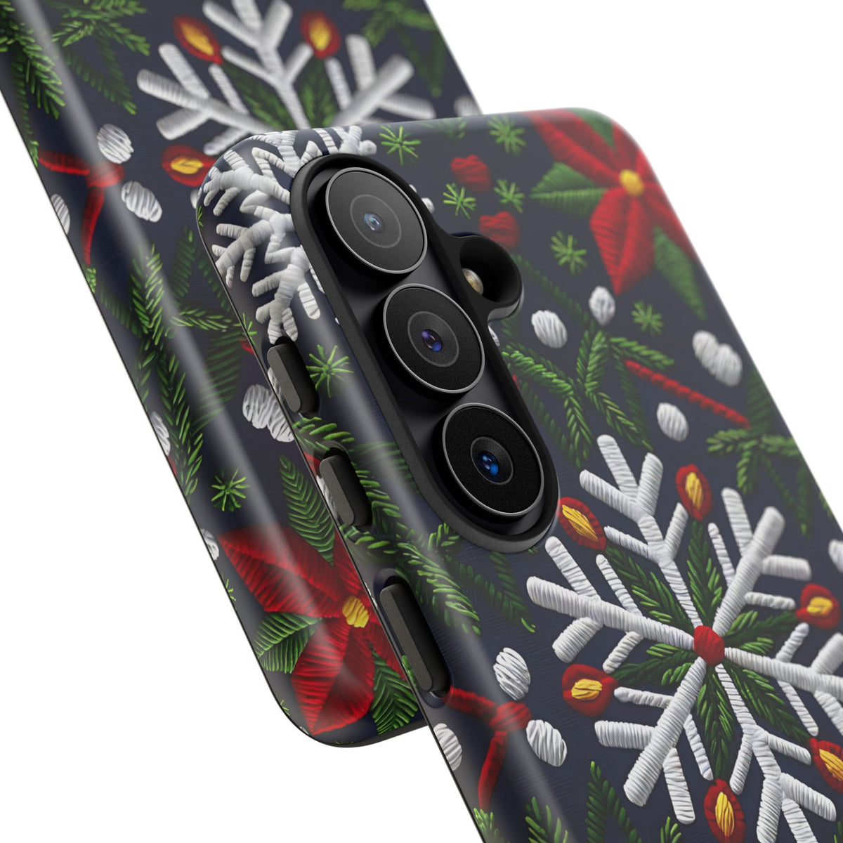Snowflakes and Poinsettias Phone Case