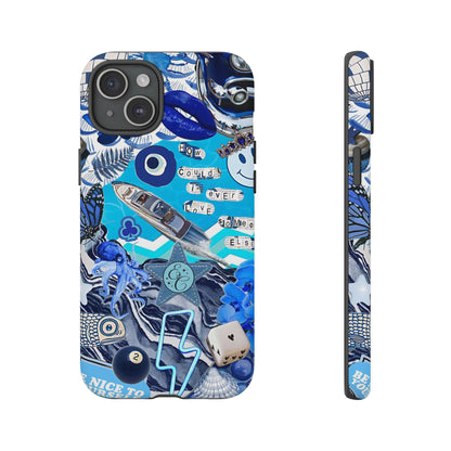 Eclectic Blue Collage Tough Phone Case