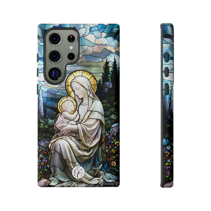 Virgin Mary with Baby Jesus Stained Glass Tough Phone Case