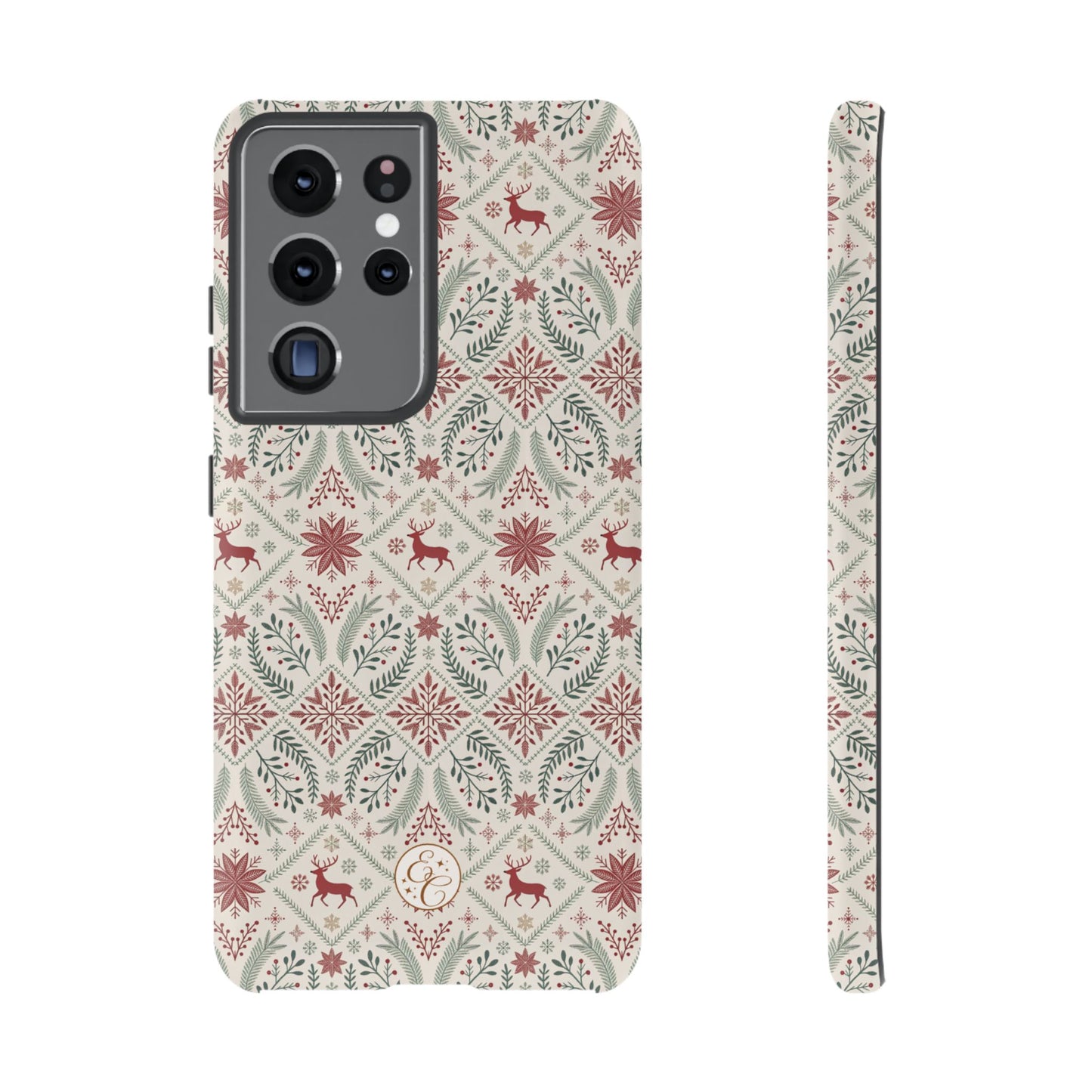 Red Reindeer Christmas Pattern Tough Phone Case