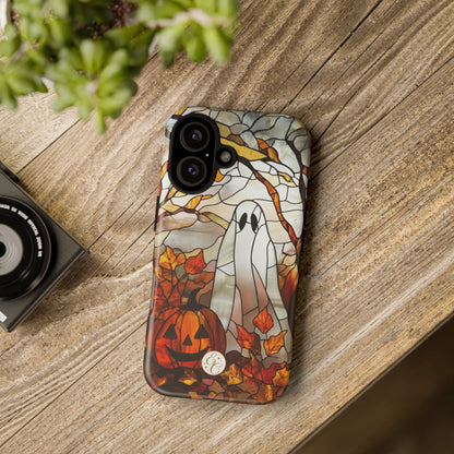 Ghost & Pumpkin Stained Glass Halloween Phone Case