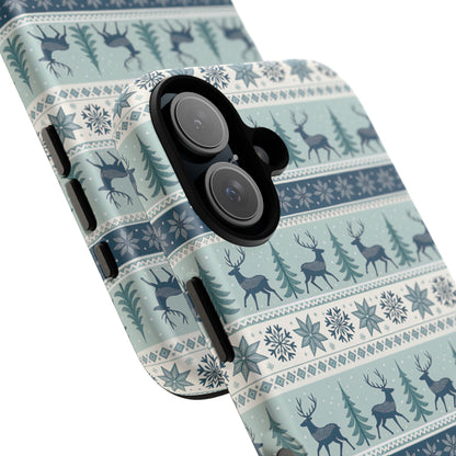 Blue Winter Reindeer Tough Phone Case