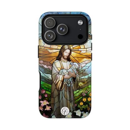 Jesus Holding a Lamb Stained Glass Tough Phone Case