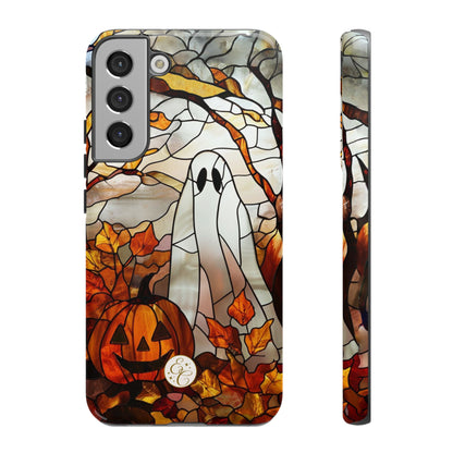 Halloween Ghost & Pumpkin Stained Glass Tough Phone Case