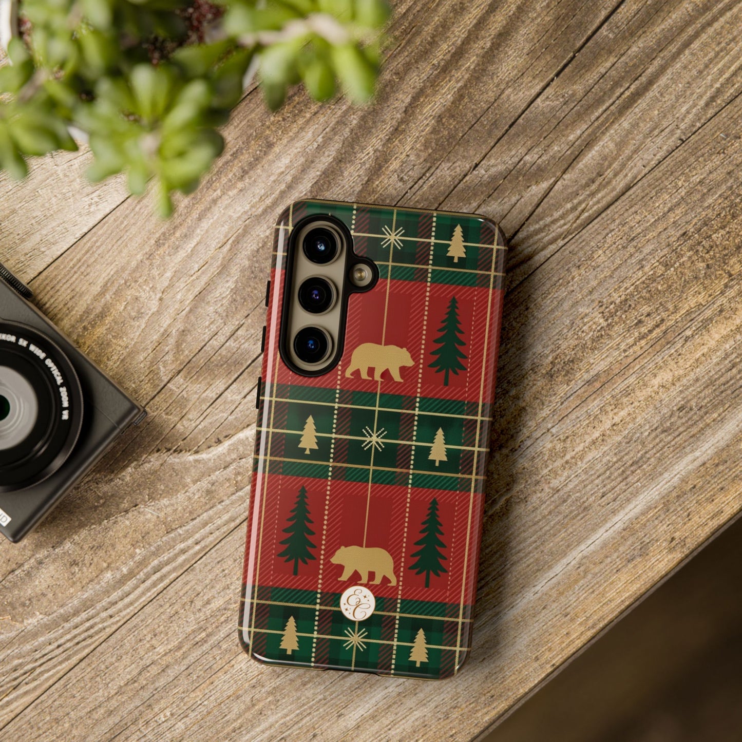 Christmas Bear Plaid Tough Phone Case
