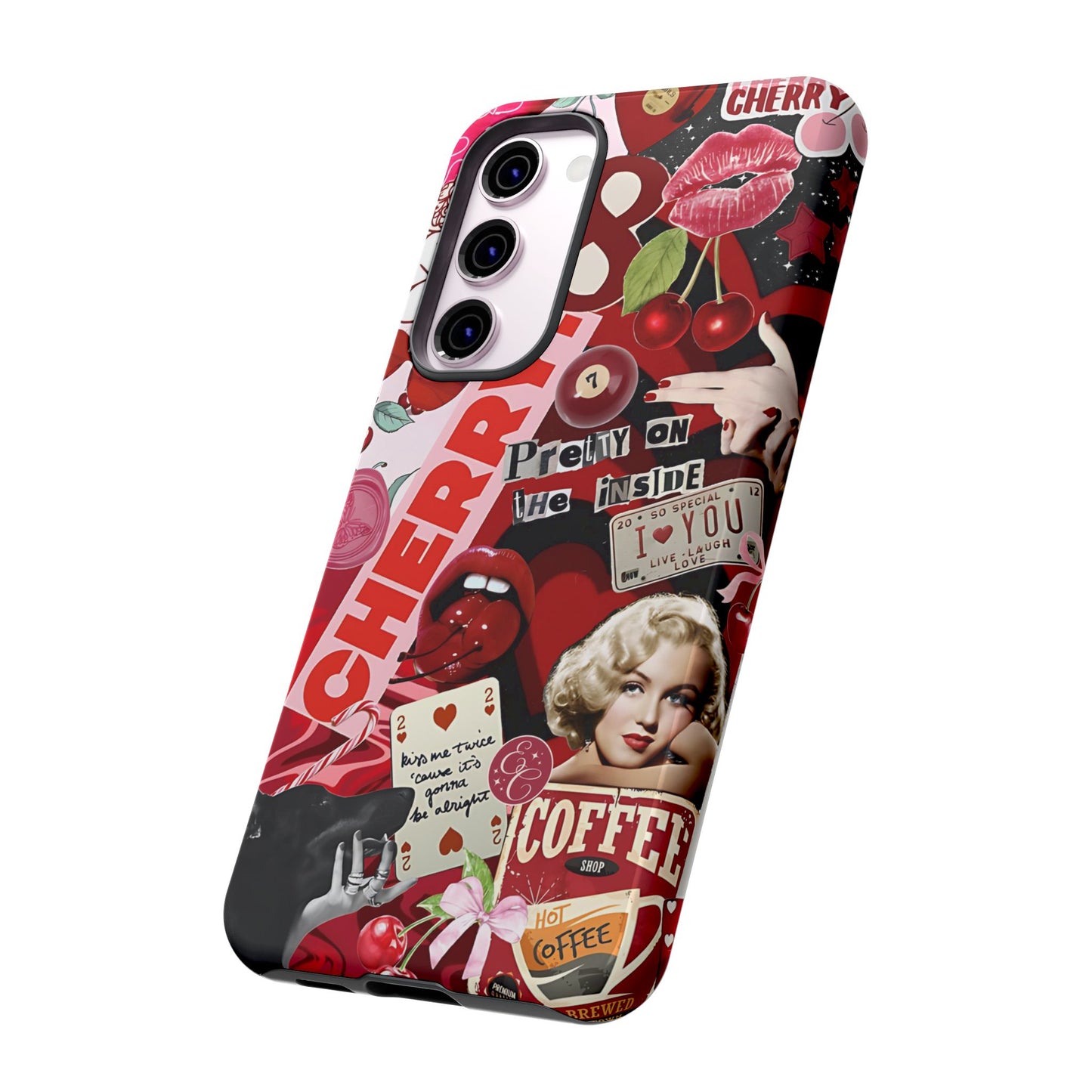 Cherry Theme Retro Collage Tough Phone Case