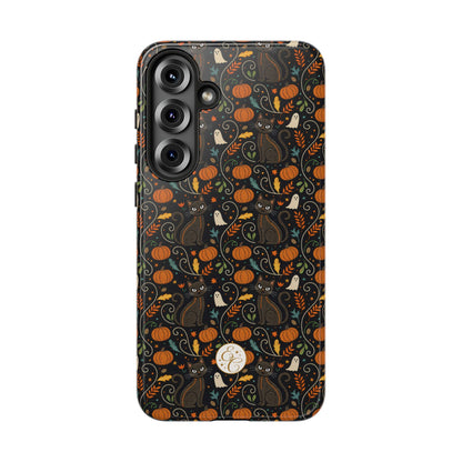 Boho Halloween Black Cat Pattern Tough Phone Case