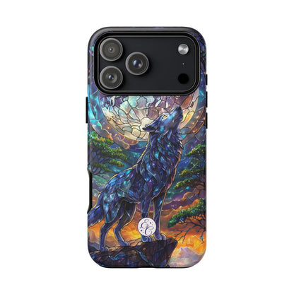 Moonlit Wolf Stained Glass Halloween Phone Case
