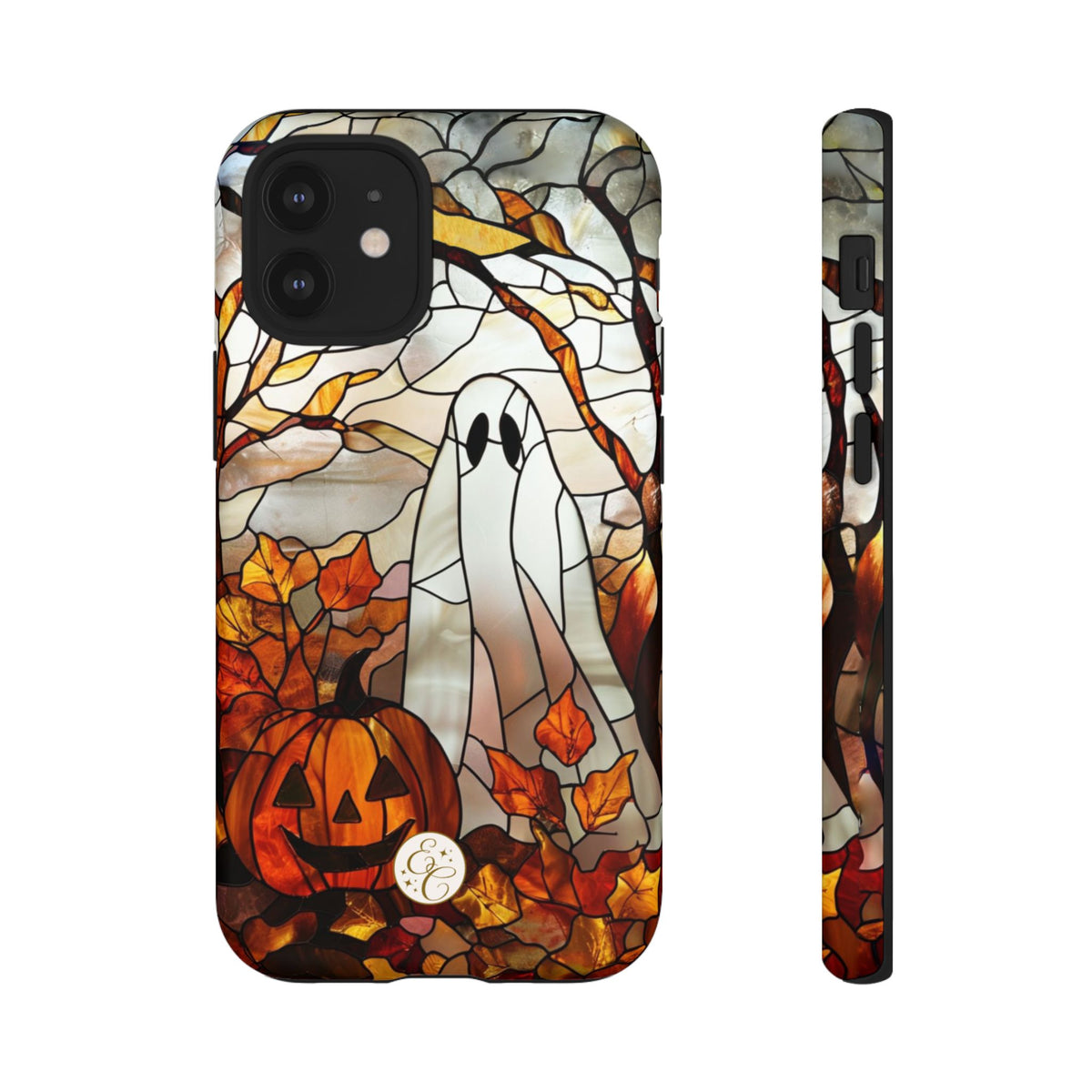 Ghost & Pumpkin Stained Glass Halloween Phone Case