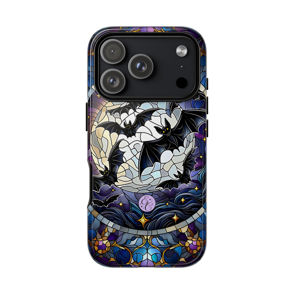 Midnight Bats Stained Glass Halloween Phone Case