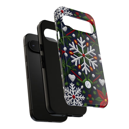 Snowflakes and Poinsettias Phone Case