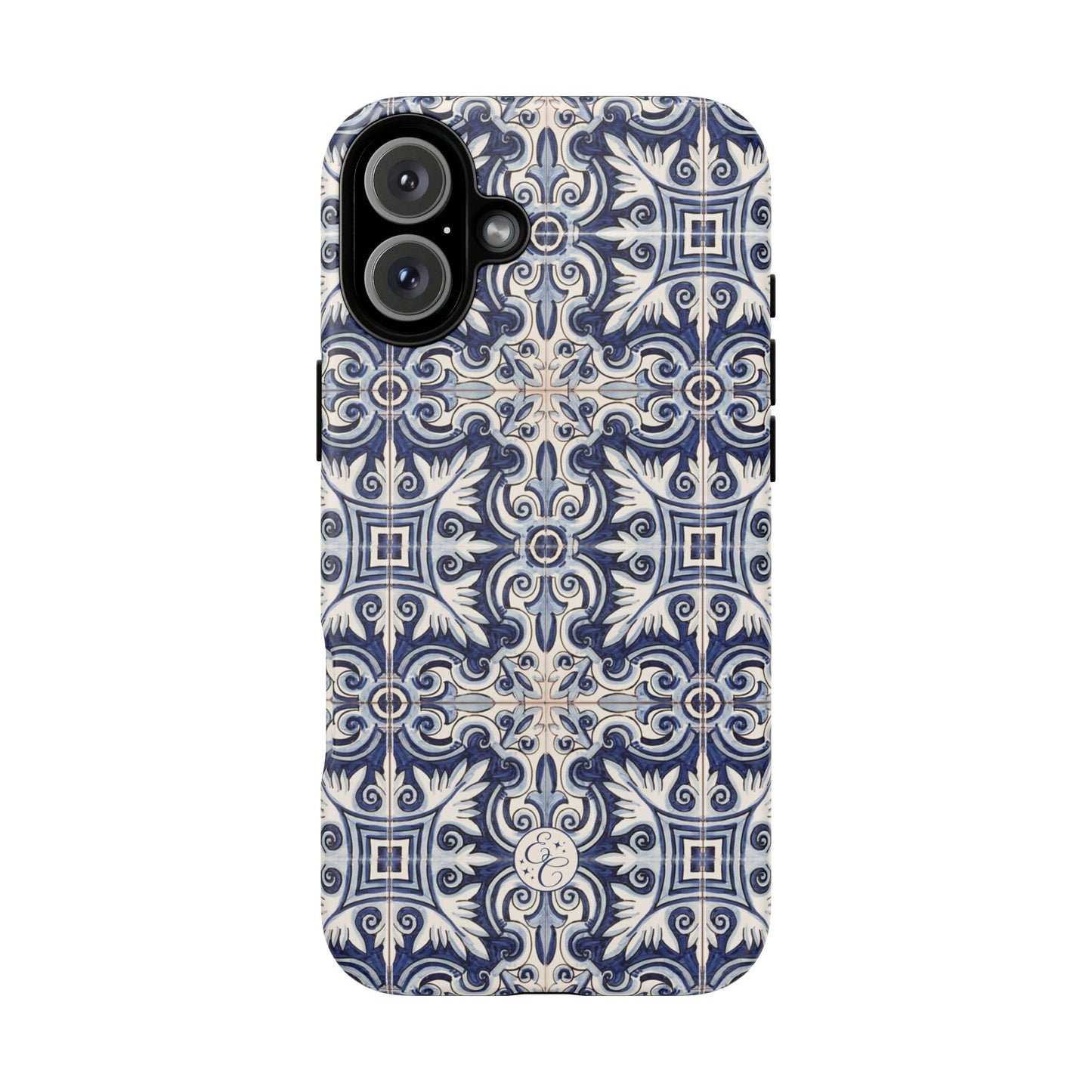 Mediterranean Floral Ceramic Pattern Tough Phone Case