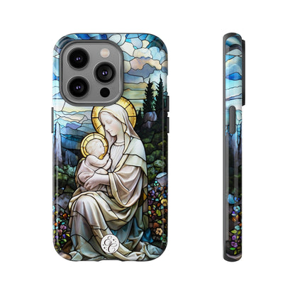 Virgin Mary with Baby Jesus Stained Glass Tough Phone Case