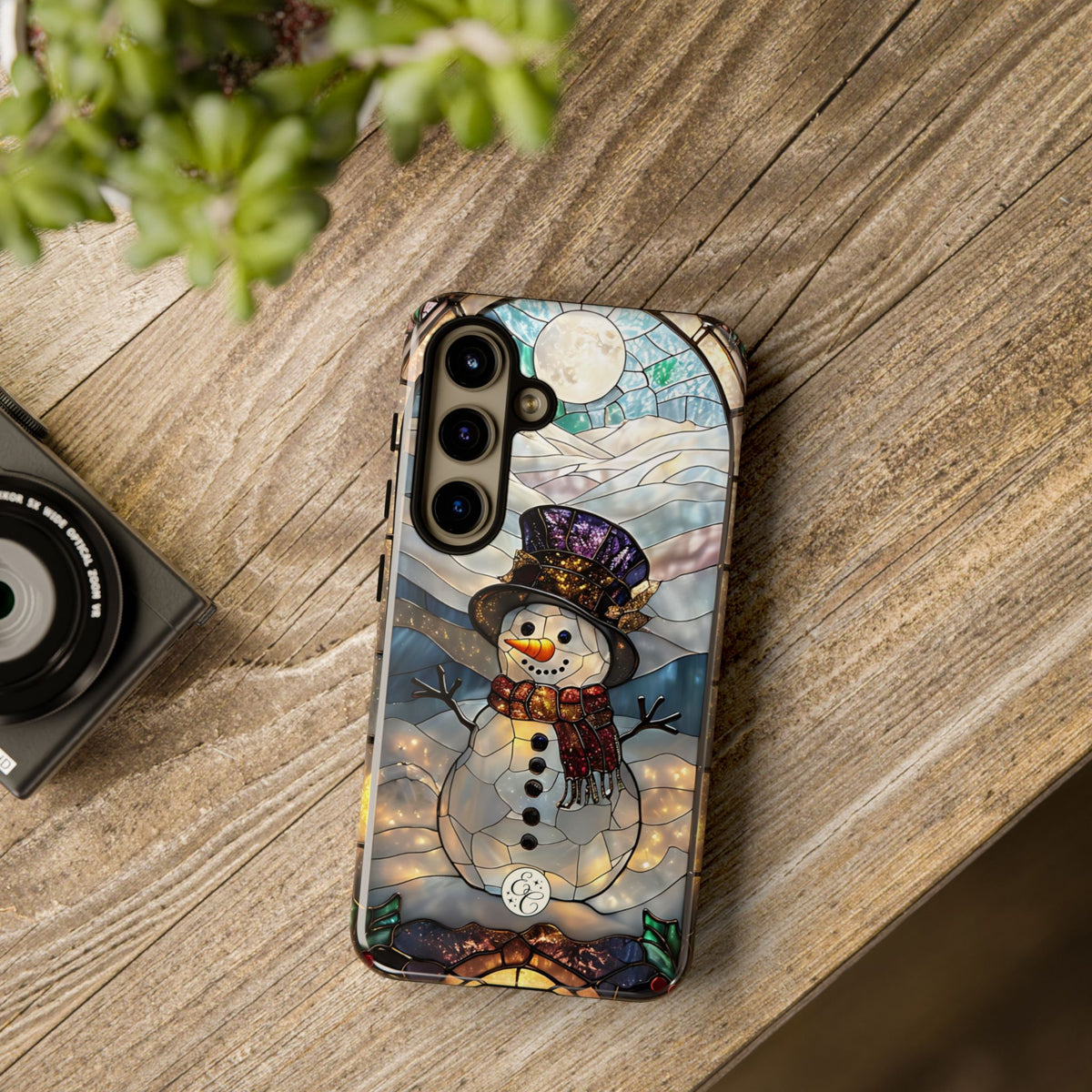 Snowman Stained Glass Phone Case