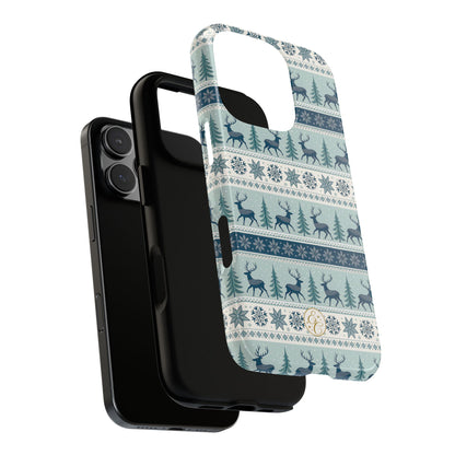 Blue Winter Reindeer Tough Phone Case