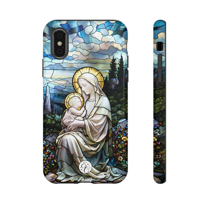 Virgin Mary with Baby Jesus Stained Glass Tough Phone Case