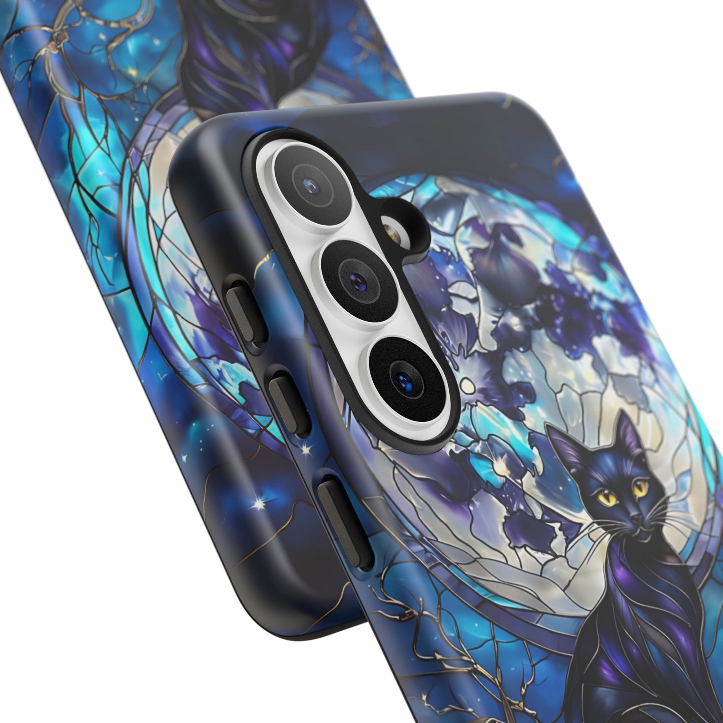 Stained Glass Black Cat Tough Phone Case