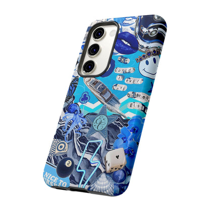 Eclectic Blue Collage Tough Phone Case