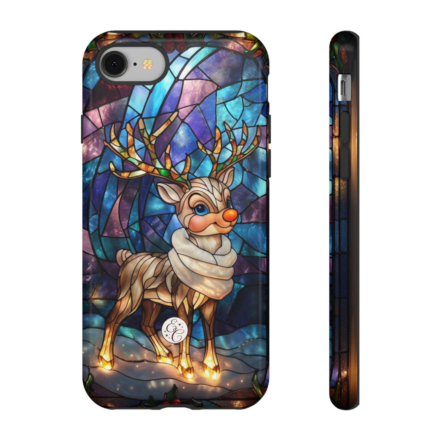 Cute Reindeer Stained Glass Tough Phone Case