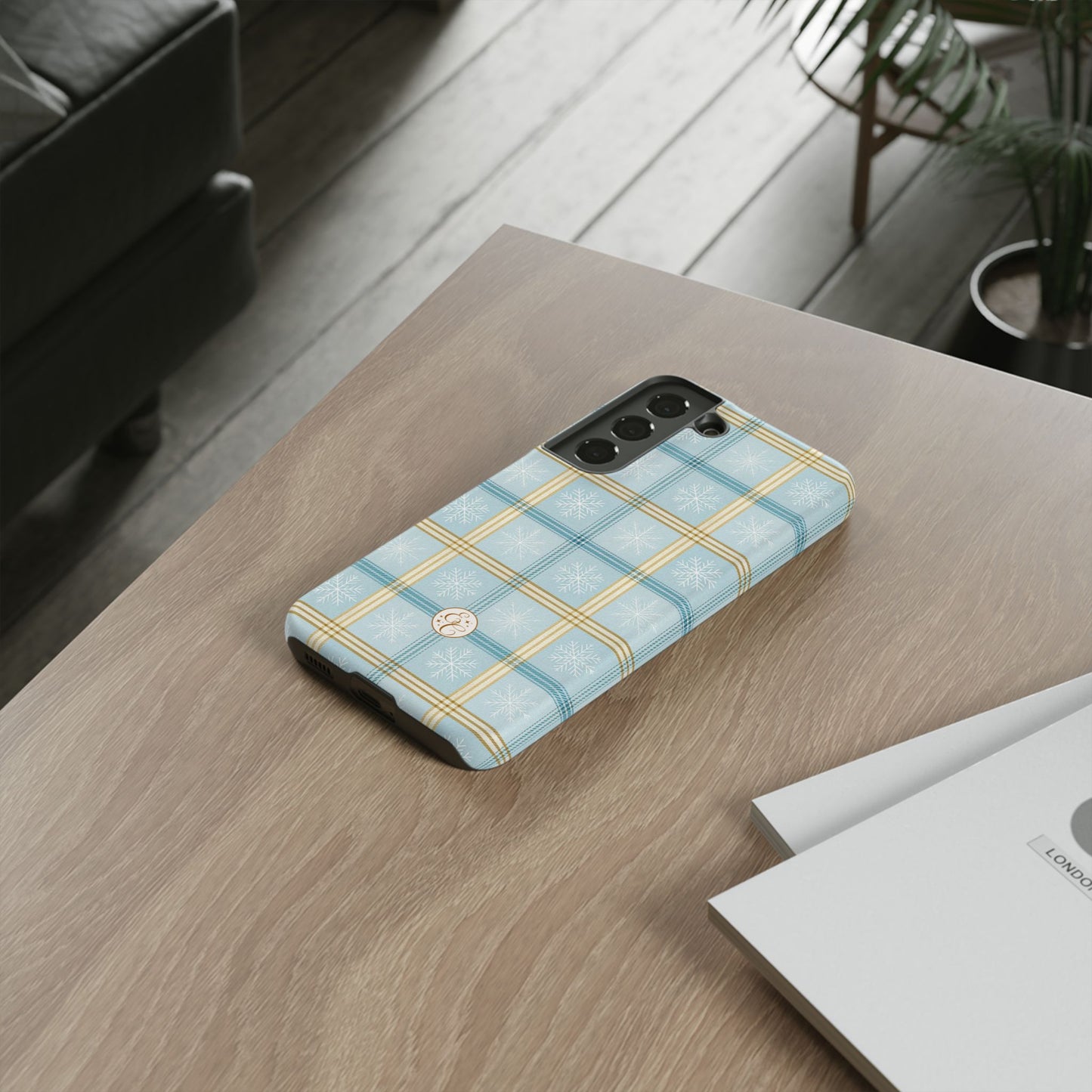 Blue Winter Plaid Tough Phone Case