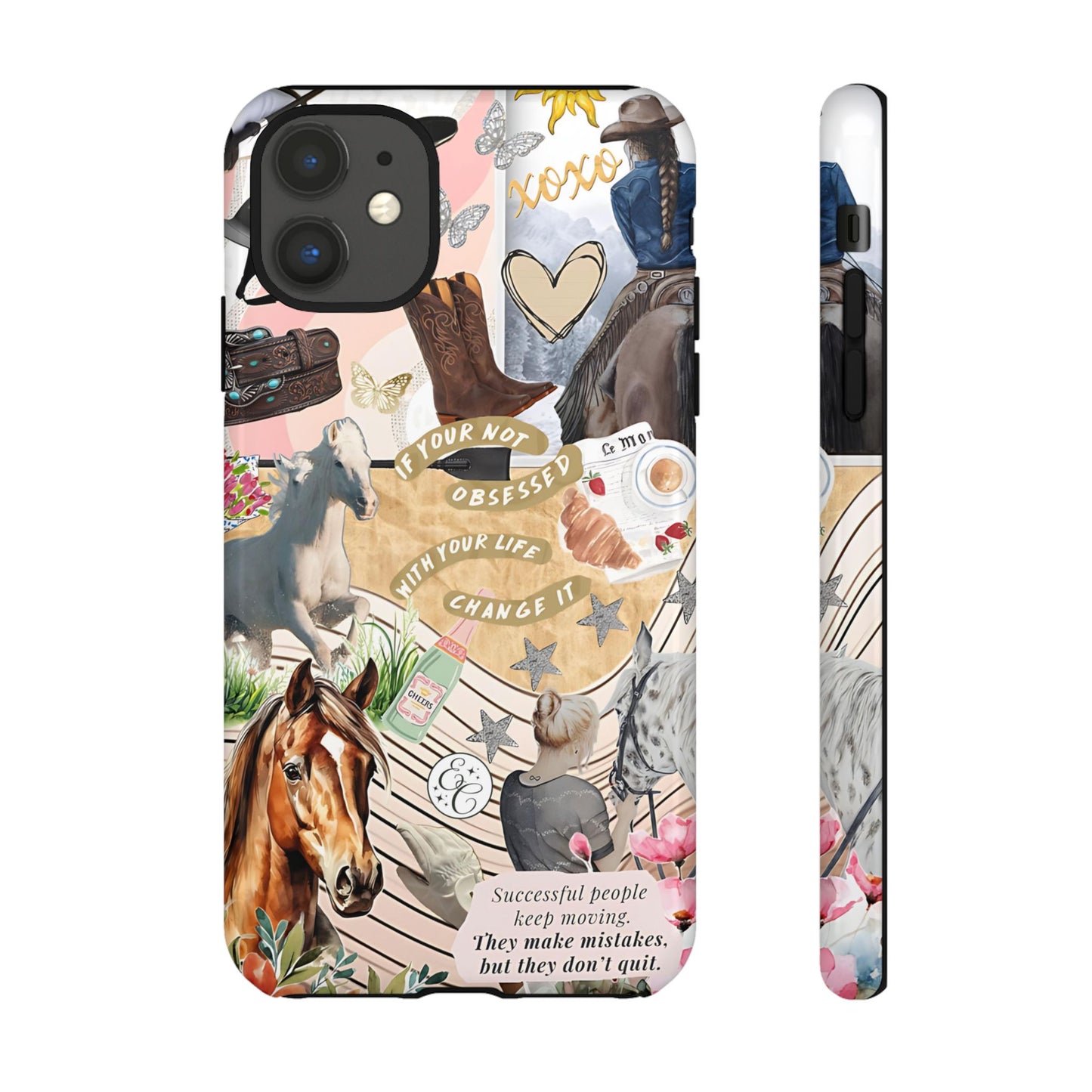 Equestrian Cowgirl Collage Tough Phone Case