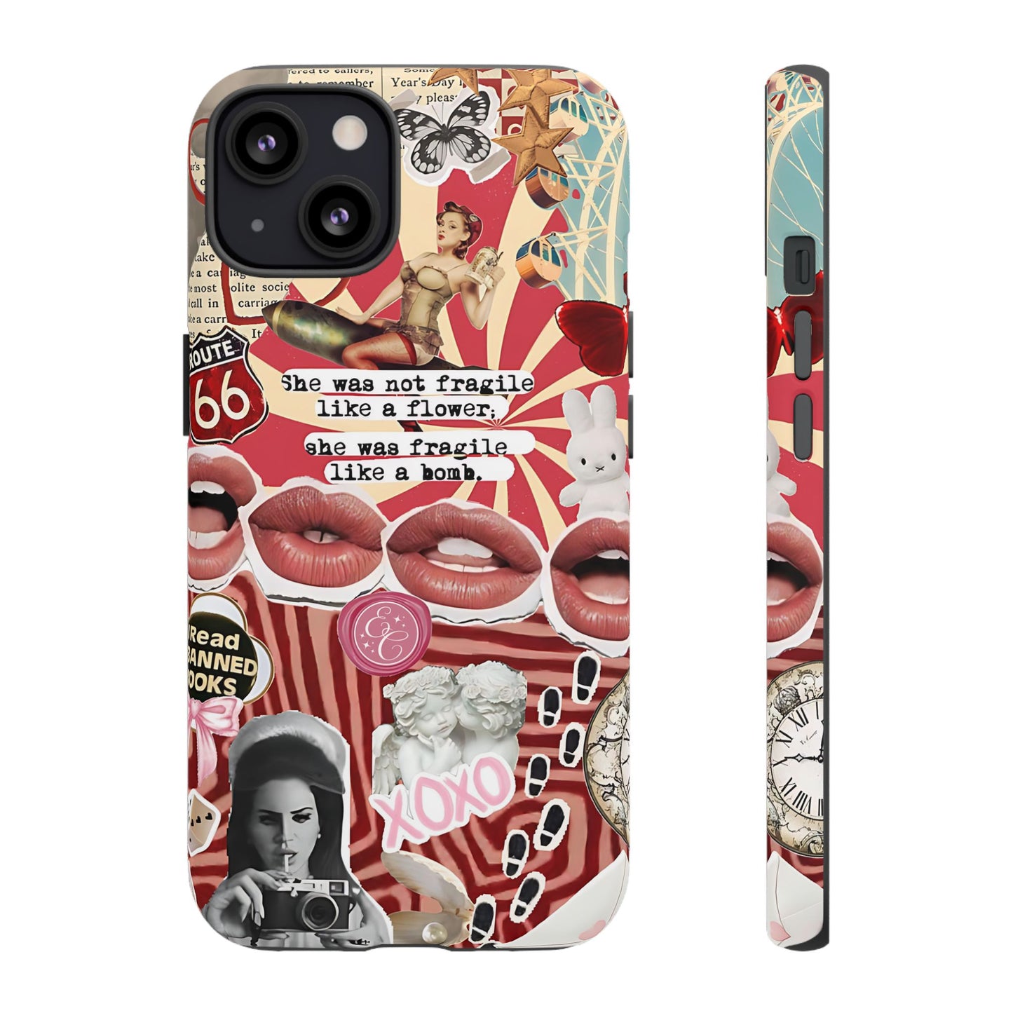 Feminine Aesthetic Retro Collage Tough Phone Case