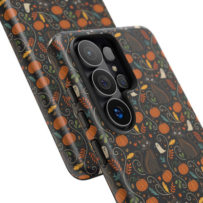 Boho Halloween Black Cat Pattern Tough Phone Case