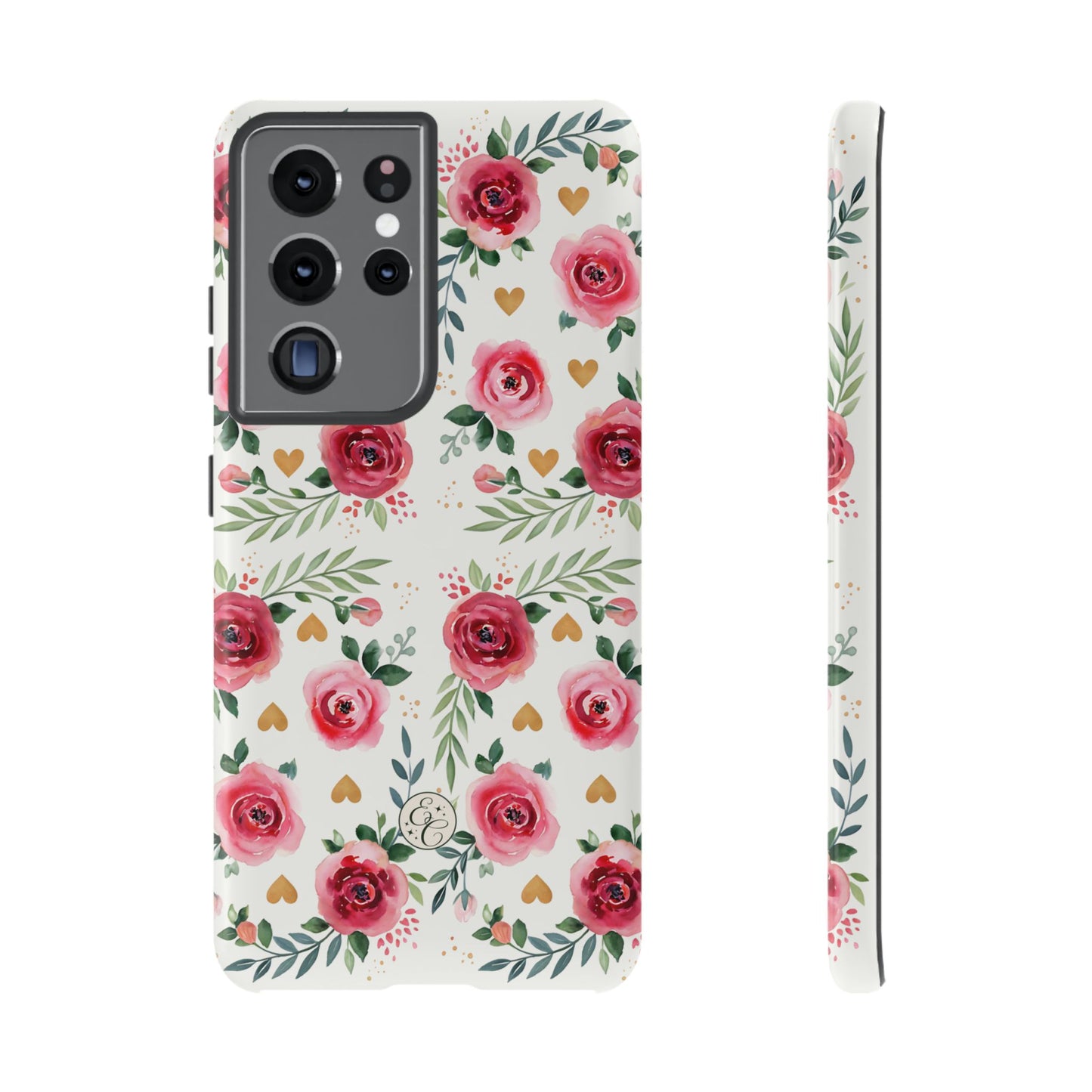 Hearts & Roses Watercolor Pattern Tough Phone Case