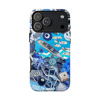 Eclectic Blue Collage Tough Phone Case