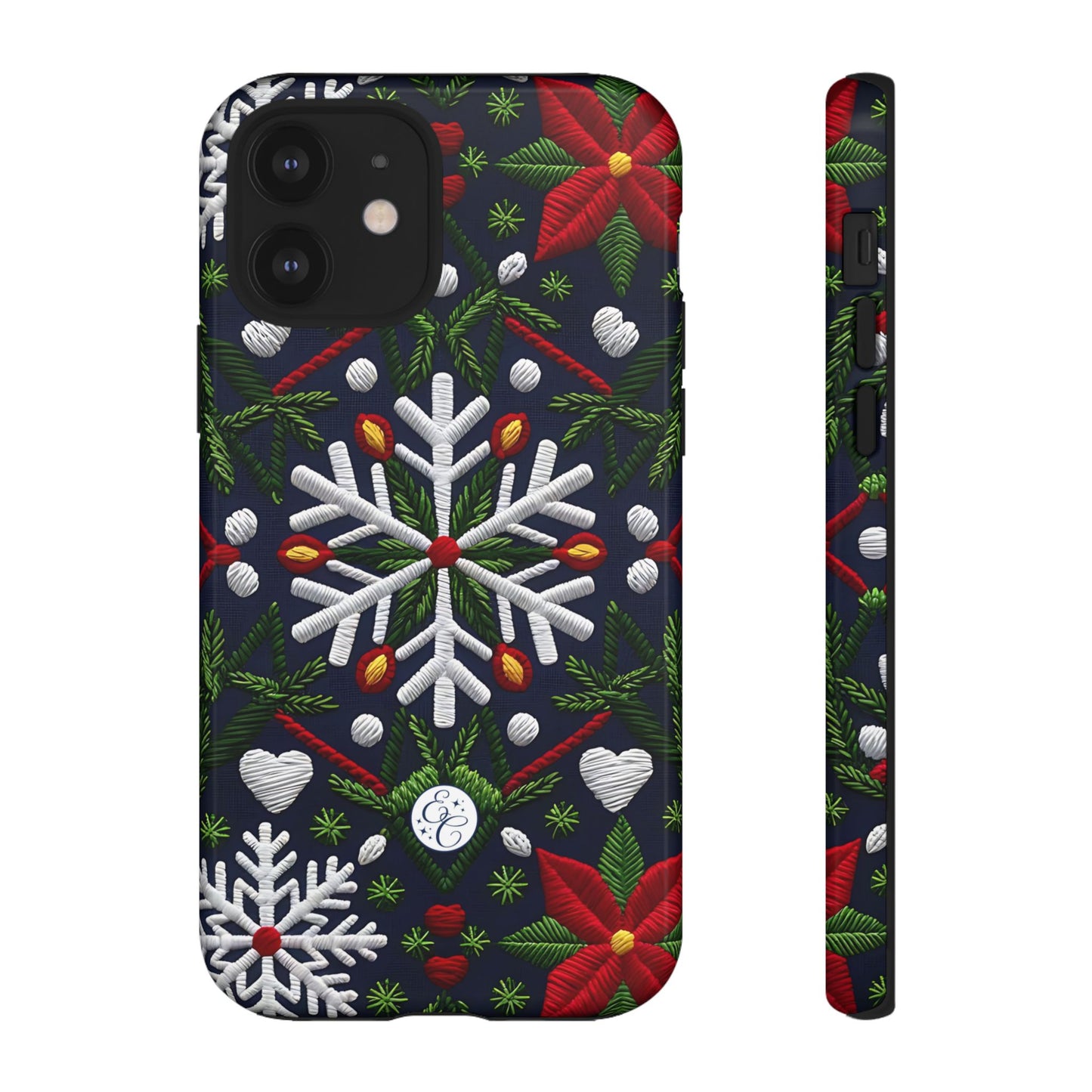 Snowflakes and Poinsettias Tough Phone Case