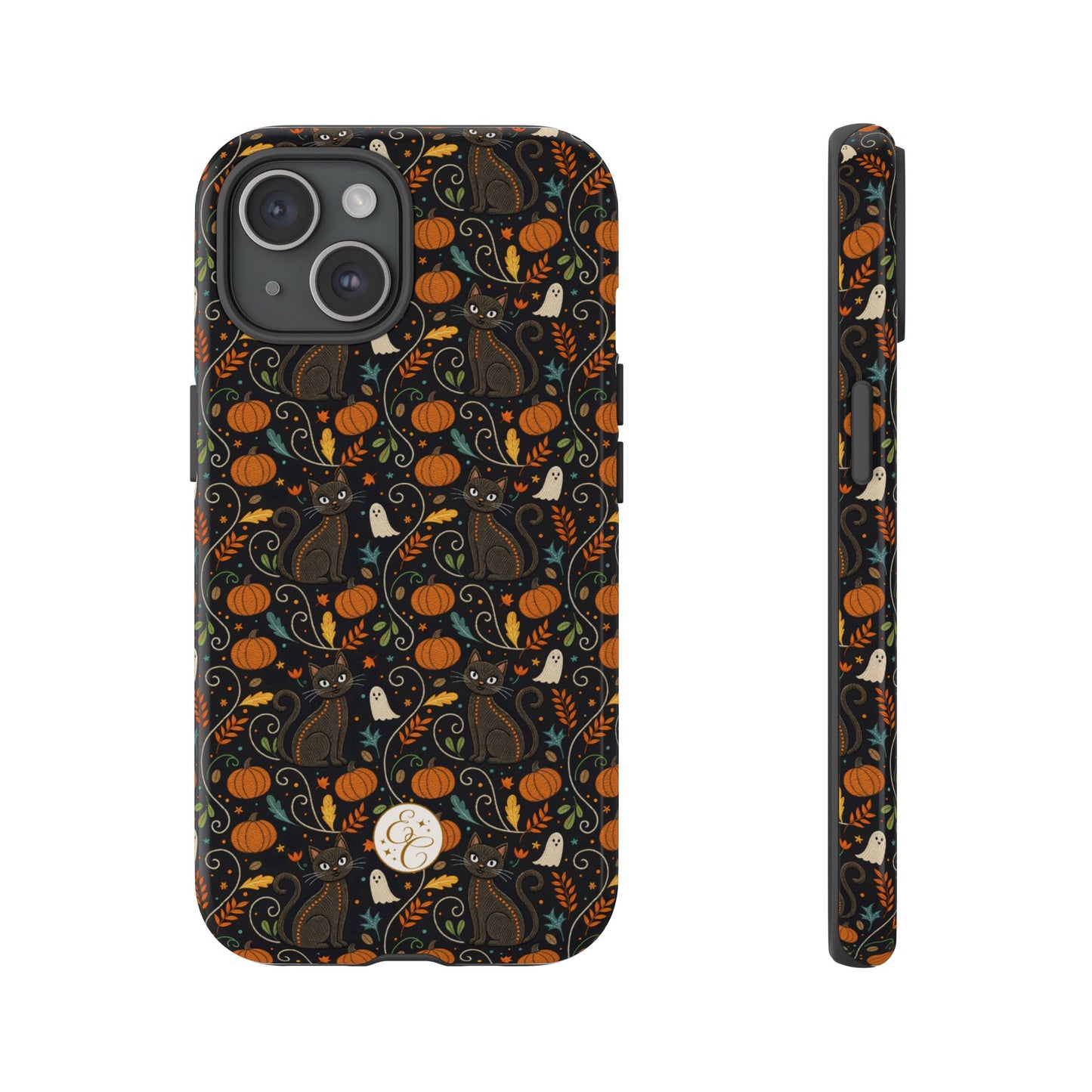 Boho Halloween Black Cat Pattern Tough Phone Case